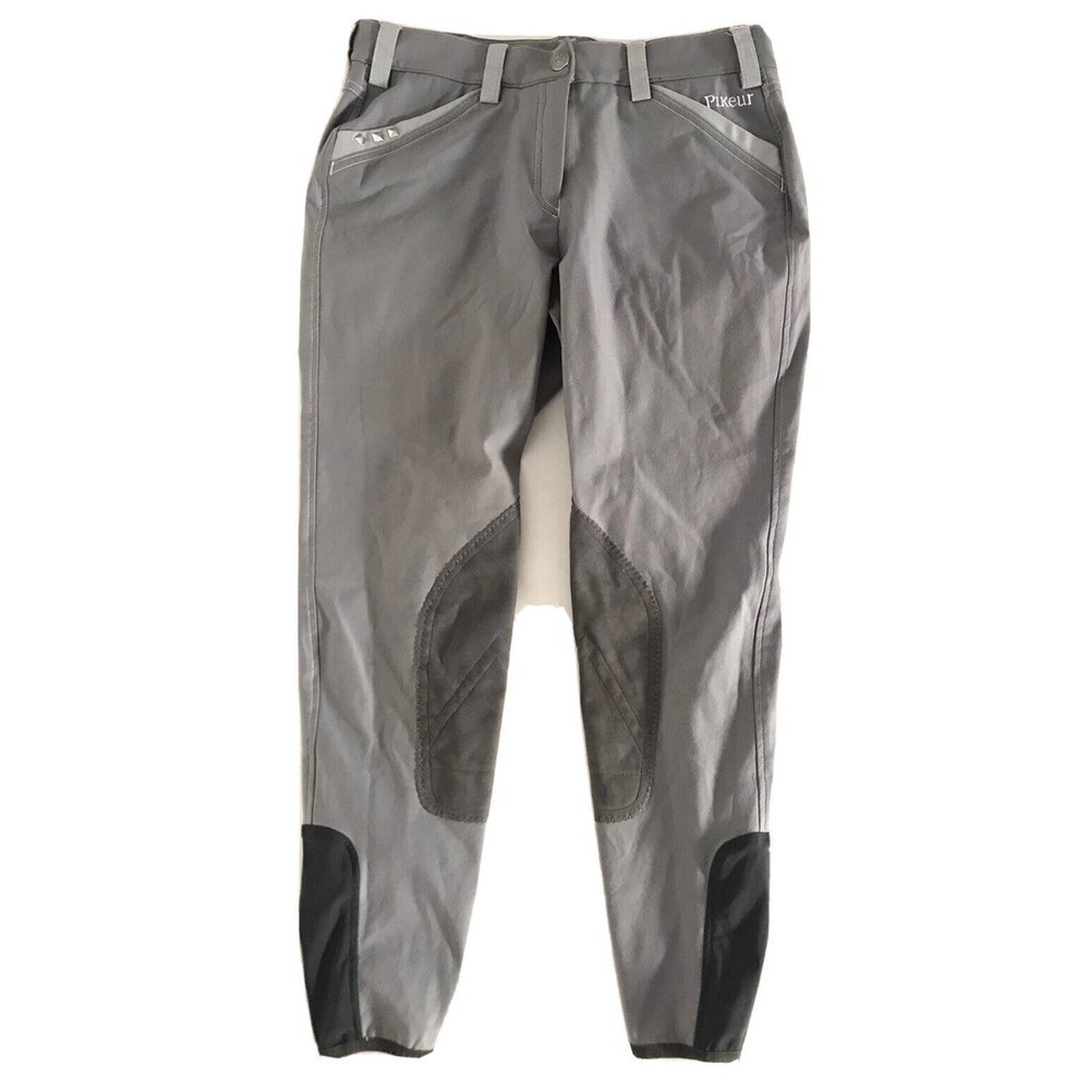 Pikeur | Gray Belt Looped Waist Horse Riding Pants Size 40 Slim Fit Breeches